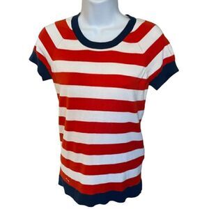 Lacoste Striped Short Sleeve Sweater - Size 38 - Small